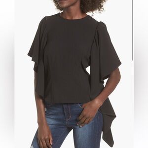 Leith Black Draped Sleeve Blouse Butterfly Sleeves XS